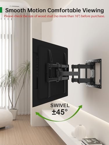 USX Mount Full Motion TV Wall Mount for Most 42-86 inch Flat Screen/LED/4K, TV Mount Bracket Dual Swivel Articulating Tilt 6 Arms, Fits 8” 12” 16" Wood Studs,Max VESA 600x400mm, Holds up to 132lbs
