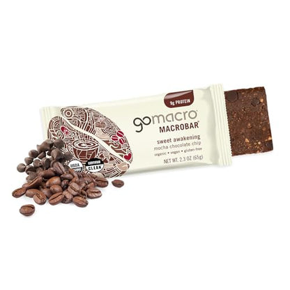 GoMacro MacroBar Organic Vegan Protein Bars - Mocha Chocolate Chip (2.3 Ounce Bars, 12 Count)