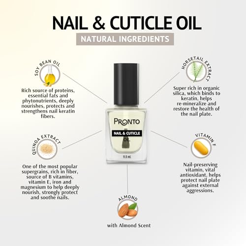 Pronto 16 Oz Acetone Nail Polish Remover and Nail Cuticle Oil Duo, 100 Percent Pure Acetone for Natural, Gel, Acrylic Nails, Cuticle Oil Drops for Repairing Damaged Cuticles and Nail Hydration