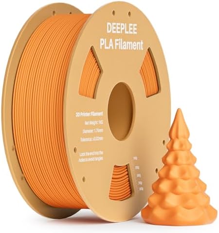 DEEPLEE PLA 1.75mm 3D Printer Filament, Dimensional Accuracy +/- 0.02mm, Neatly Wound, No Clogging, Vacuum Package, Fits for Most FDM 3D Printers, Cardboard Spool 1kg Orange