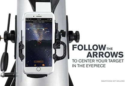 Celestron 22452 StarSense Explore LT114AZ Newtonian Reflector Telescope with Smartphone App-Enabled Technology - Includes Two Eyepieces, 2X Barlow Lens, Phone Dock and Height-Adjustable Tripod, Black