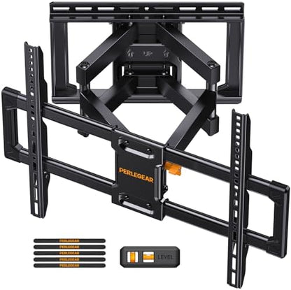 Perlegear UL Listed Full Motion TV Wall Mount for 42-85 inch TVs up to 132 lbs, TV Mount with Dual Articulating Arms, Tool-Free Tilt, Swivel, Extension, Leveling, Max VESA 600x400mm, 16" Studs, PGLF8