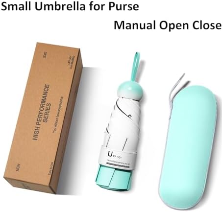 BAODINI Travel Mini Umbrella for Purse With Case Small Compact UV Sun Protection Sun Lightweight Tiny Pocket Umbrella for Women Kids and Men