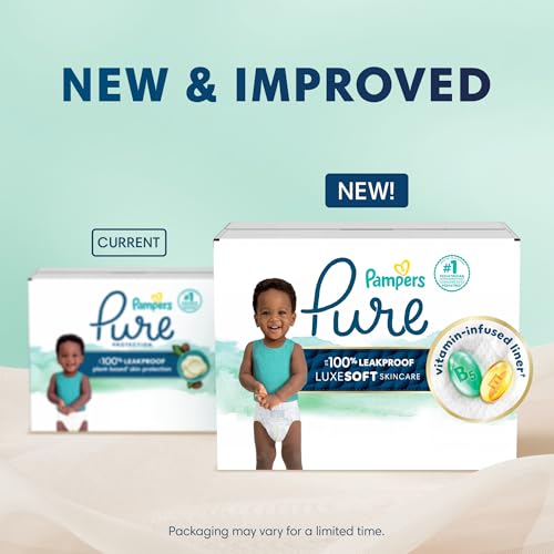 Pampers Pure Protection Baby Diapers, Size 0 (>10 lbs), 76 Count, Up to 100% Leakproof, Premium Plant-Based Skin Protection, Hypoallergenic Soft Diapers