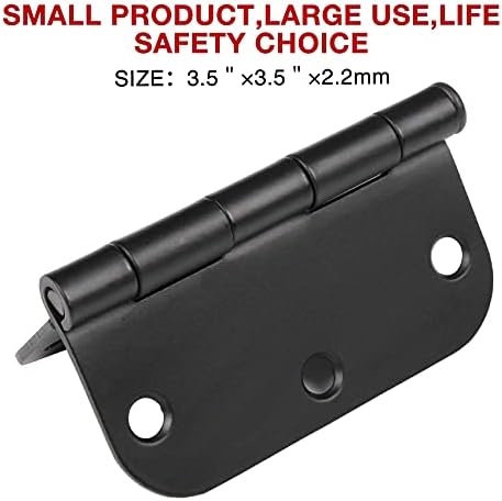 30 Pack Rounded Matte Black Door Hinges 3.5 Inch 5/8" Radius Interior 3 1/2" Flat Iron Bifold Residential Standard Bedroom Indoor for Doors 3 ½"Hardware Control House Home Decor Essentials Accessories