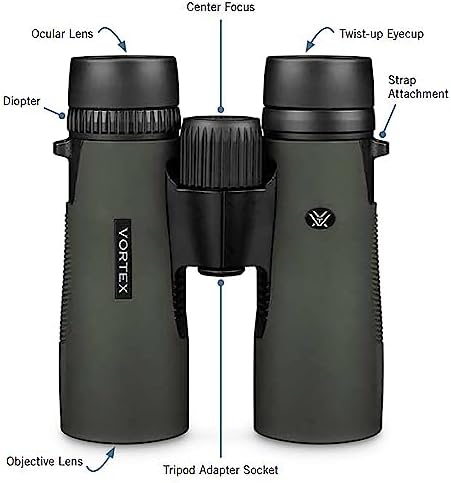 Vortex Optics Diamondback HD 12x50 Binoculars - HD Optical System, Non-slip Grip, Waterproof, Fogproof, Shockproof, Included GlassPak - Unlimited, Unconditional Warranty