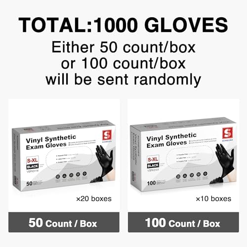 Schneider Vinyl Synthetic Exam Gloves, 4 Mil, Latex Free Disposable Gloves for Medical, Cooking, Cleaning, and Food Prep