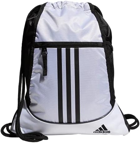 adidas Alliance Sackpack, Drawstring Backpack, Lightweight Small Gym Bag for Women and Men, White/Black/Black, One Size