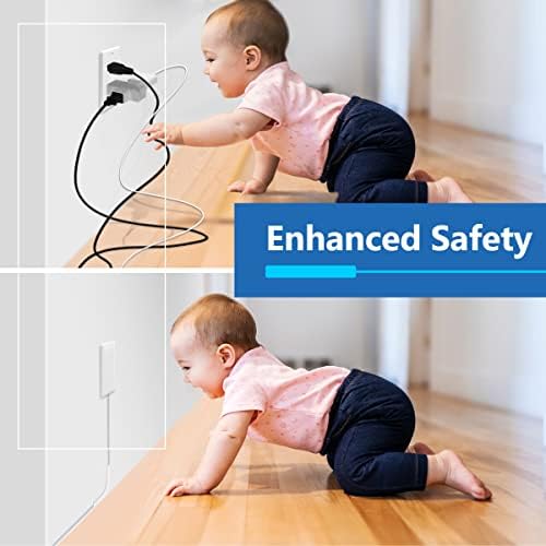 LIDER Flat-Face Outlet Extender with 3 Receptacles, Ultra-Thin Wall Plate Plug with Cord Extender and 3-Outlet Power Strip, 3ft Cord, LWE3-315-W, ETL-Listed, White