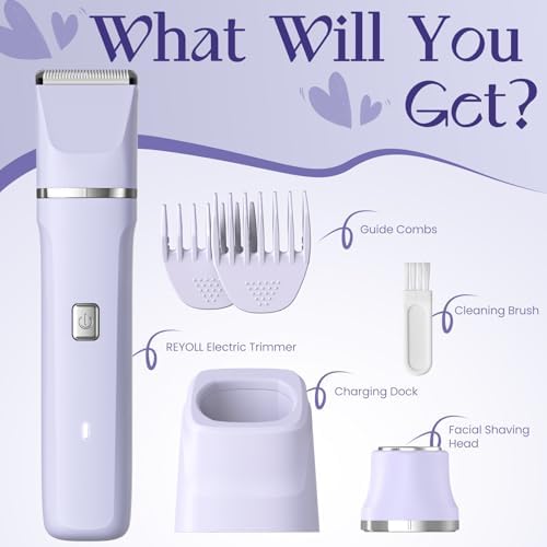 Electric Razors for Women - Wet/Dry Womens Electric Shaver for Legs, Replaceable Body Hair Blade Heads&Hair Remover for Face Head, No Nick, No Cut, No Razor Burn, Purple