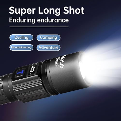 Rechargeable Flashlights 2 Pack, Super Bright High Lumens Flash Light, 5 Modes Zoomable Linternas with LCD Digital Display, Powerful Handheld LED Flashlights for Emergencies Camping