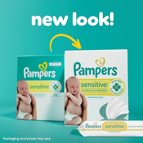 Pampers Sensitive Baby Wipes, Water Based, Hypoallergenic and Unscented, 8 Flip-Top Packs, 4 Refill Packs (1008 Wipes Total)