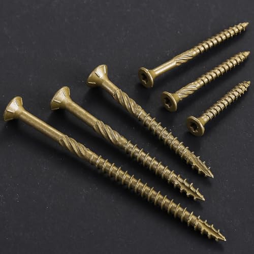 #14 * 10" Extended Deck Screws, (32 pcs) 2 lbs.Lengthen Exterior Wood Screws, Rust Resistant epoxy Coated, Bronze, T30 Star Bit
