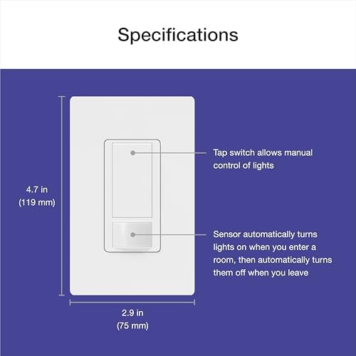 Lutron Maestro Motion Sensor Light Switch Indoor for Bathroom, Garage, Laundry Room, Any Bulbs, Occupancy Vacancy Sensor, Single-Pole, MS-OPS2-WH, White