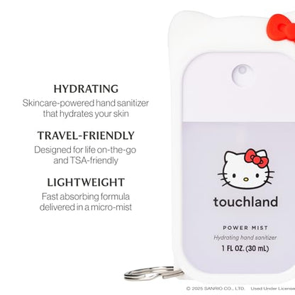 Touchland x Hello Kitty® Hand Sanitizer + Mist Case, Scented & Stylish Hydrating Sanitizer Spray Bundle, Travel Size, Dye Free