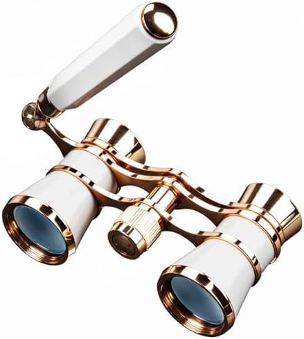 BLACKICE Opera Glasses, Opera Binoculars, 3X25 Theater Binoculars Compact with Adjustable Handle for Adults Kids Women in Concert Theater Opera (White with Handle)
