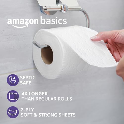 Amazon Basics Soft and Strong 2-Ply Toilet Paper, 18 Ultra Rolls = 72 Regular Rolls, Unscented, 340 Sheet (3 Packs of 6)