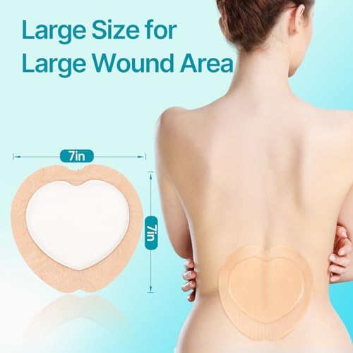 Dimora Sacrum Foam Wound Dressing (20 Packs)- Silicone Foam Bandages Adhesive Border 7"x7", Absorbent Sacral Pads Waterproof Breathable Bed Sore Pressure Dressing