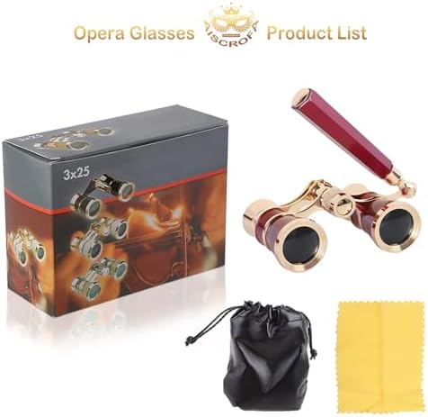 Opera Glasses,3X25 Theater Binoculars with Foldable and Extendable Handle,Mini Binocular Compact Lightweight,Portable Theater Glasses for Adults Kids Women in Musical Concert