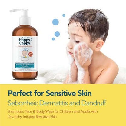 Happy Cappy Dr. Eddie’s Medicated Shampoo and Body Wash- Baby Dandruff Shampoo, Helps Cradle Cap and Seborrheic Dermatitis, Reduces Redness, Dermatologist Tested, Fragrance-Free- 8 Fl Oz (Pack of 3)