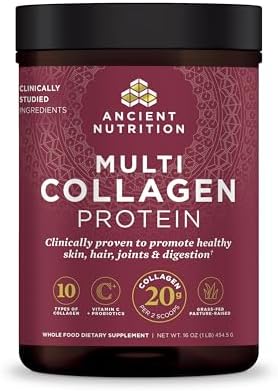 Ancient Nutrition Collagen Powder Protein with Probiotics, Unflavored Multi Collagen Protein with Vitamin C, 45 Servings, Hydrolyzed Collagen Peptides Supports Skin and Nails, Gut Health, 16oz