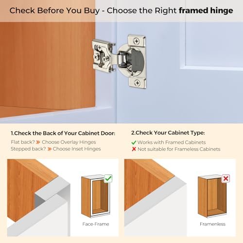 Ravinte 60 Pack (30 Pairs) 1/2 Inch Overlay Soft Close Hinges for Kitchen Cabinets - Satin Nickel Hidden Concealed Hinge, Stainless Steel, Self Closing