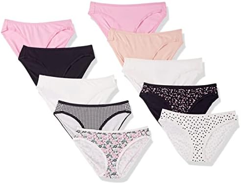 Amazon Essentials Women's Cotton Bikini Brief Underwear (Available in Plus Size), Multipacks