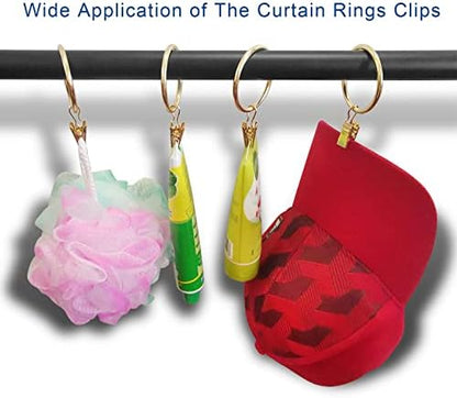 40 Pack Metal Curtain Rings with Clips, Drapery Clips Hooks, Decorative Curtain Rod Clips 1.5 in Interior Diameter, Gold