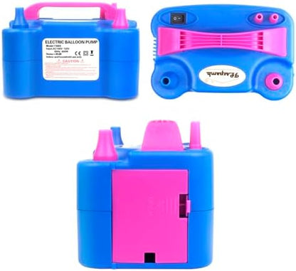 FLSEPAMB Balloon Pump, Electric Balloon Pump, Portable Dual Nozzle 110V 600W Electric Balloon Blower, Balloon Pump Electric for Party Decorations with Tying Tool, Colored Ribbons