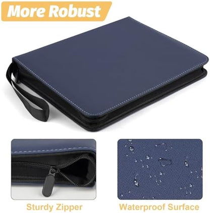 9 Pocket Card Binder, Premium Zip Trading Card Binder, 720 Double Sided Pocket PU Card Collection Binder, Collector Card Album, Card Folder for MTG, TCG, Sports Cards, Game Cards (DARK BLUE)