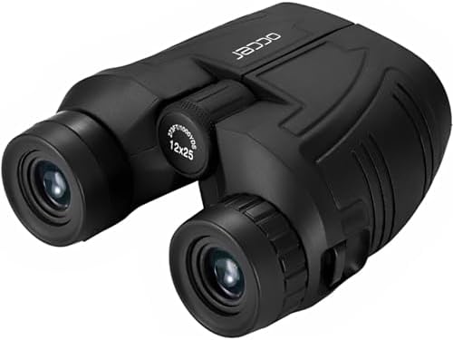 Occer 12x25 Compact Binoculars for Adults and Kids, Large Eyepiece Waterproof Binocular with Low Light Vision,High Powered Easy Focus Binoculars for Bird Watching,Outdoor Hunting,Travel,Sightseeing