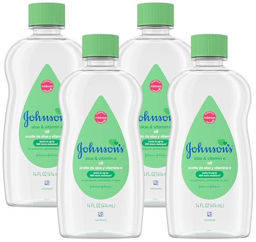 Johnson's Baby Johnson & Johnson Baby Oil, Aloe Vera & Vitamin E, Multicolor, 14 Fl Oz (Pack of 4)