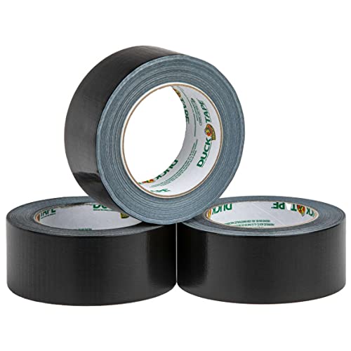 Duck Color Duct Tape 3-Pack, 1.88 Inches x 30 Yards, 90 Yards Total, 3-Roll Pack, Black, 3 Piece (242913)