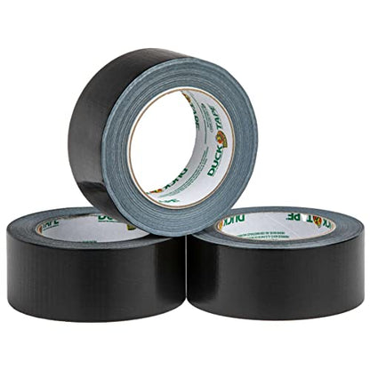 Duck Color Duct Tape 3-Pack, 1.88 Inches x 30 Yards, 90 Yards Total, 3-Roll Pack, Black, 3 Piece (242913)