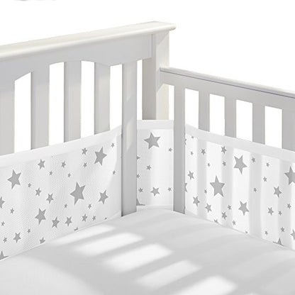 BreathableBaby Breathable Mesh Liner for Full-Size Cribs, Classic 3mm Mesh, Starlight (Size 4FS Covers 3 or 4 Sides)