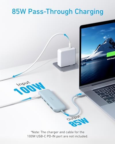Anker USB C Hub, 5-in-1 USBC to HDMI Hub with 4K Display, 5Gbps USB-C and 2 5Gbps USB-A Data Ports for MacBook Pro, MacBook Air, Dell XPS, Lenovo Thinkpad, HP Laptops and More (Blue)