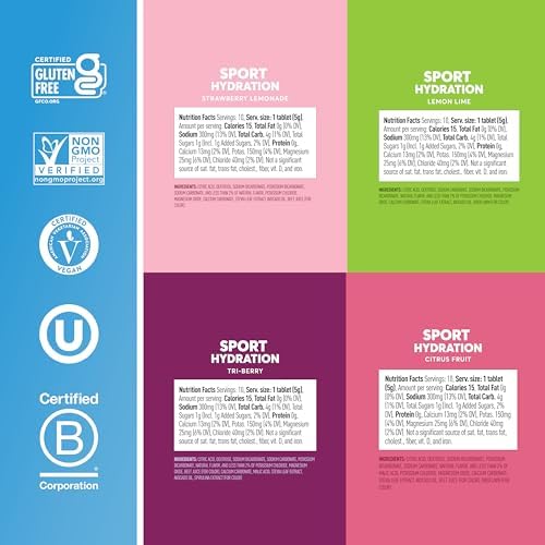 Nuun Sport Electrolyte Tablets for Proactive Hydration, Mixed Flavors, 4 Pack (40 Servings)