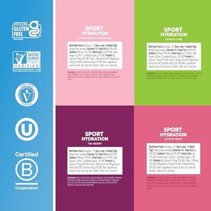 Nuun Sport Electrolyte Tablets for Proactive Hydration, Mixed Flavors, 4 Pack (40 Servings)