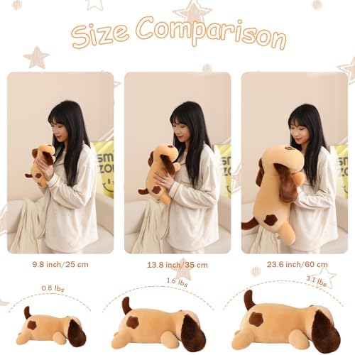 SQEQE Weighted Dog Plush, Weighted Dog Stuffed Animal, Cute Larbrador Plushies Soft Pillow Toy Gift for Kids Adults Brown 23.6 Inch, 3.1 Lbs