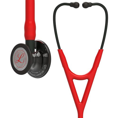 3M™ Littmann® Cardiology IV™ Diagnostic Stethoscope, Limited Edition Featuring Red Logo Diaphragm, Engraved Heart on Stainless Steel High Polish Smoke Chestpiece, 27" Red Tube, Black Stem, 6182
