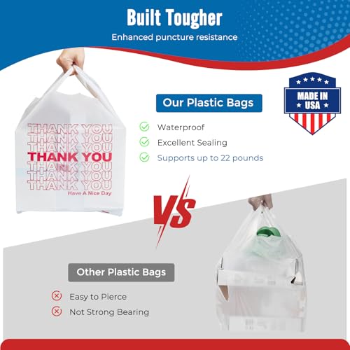 10000 Count (10K) - Thank You Plastic Bags (12" x 6.5" x 21") White, T-shirt, Grocery, Take Out, To Go, Retail Shopping Bags in Bulk