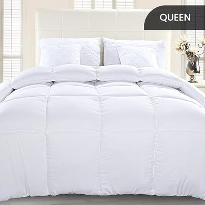 Utopia Bedding Comforter Duvet Insert, Quilted Comforter with Corner Tabs, Box Stitched Down Alternative Comforters Queen Size (White)
