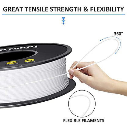 GIANTARM 3D Printer Filament, White Pla Filament, 1Kg(2.2lbs) Spool, 1.75mm Dimension Accuracy +/- 0.03mm, 3D Printing Filament