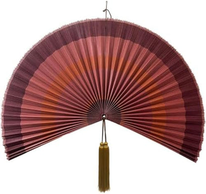 Fan Wall Decor,Japanese Wall Fan Decor,Large Bamboo Fan Wall Art For Boho Hanging Headboard,Decorative Folding Fan For Over Bed Decorations,Large Wall Dcor (Terracotta, 48inch)