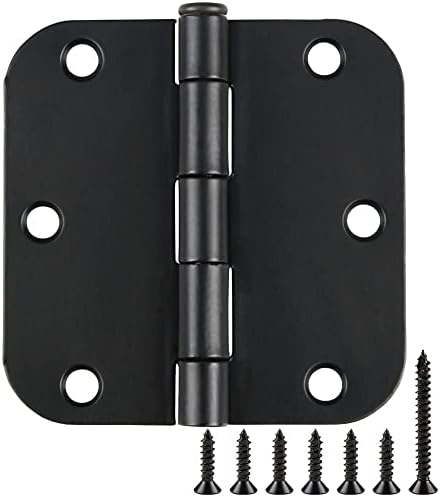 TDCHINGES 30 Pack Rounded Matte Black Door Hinges 3.5 Inch 5/8" Radius Interior 3 1/2 Inch Flat Iron Bifold Easy Installation Standard Hinge No Squeak,Bedroom Indoor for Doors 3 ½" Hardware Controls