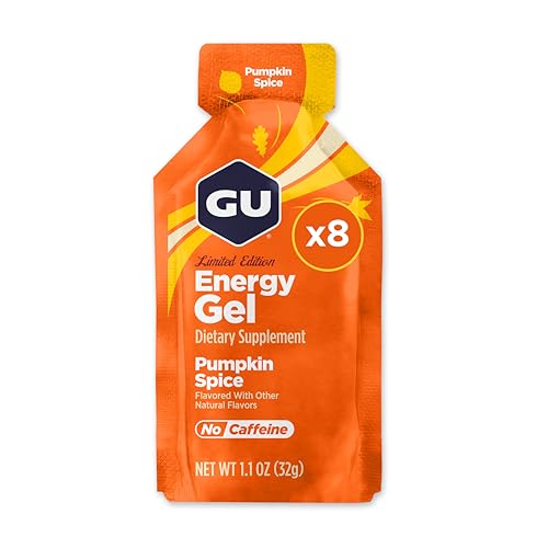 GU Energy Original Sports Nutrition Energy Gel, Vegan and Dairy-Free On-the-Go Energy for Any Workout, Pumpkin Spice, 8-Count