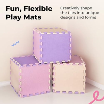 MioTetto Foam Floor Tiles for Kids - Non-Toxic Comfortable Baby Play Mat and Interlocking Foam Tiles, Fits with 74x74 Playpen Mat for Crawling & Development, Soft Play Mat for Babies 6-12 Months
