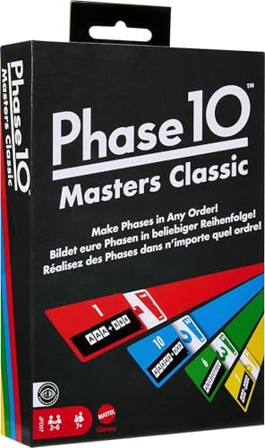 Mattel Games Phase 10 Masters Classic Card Game Including 60 Phase Target Cards That Can Be Played in Any Order for 2 to 6 Players