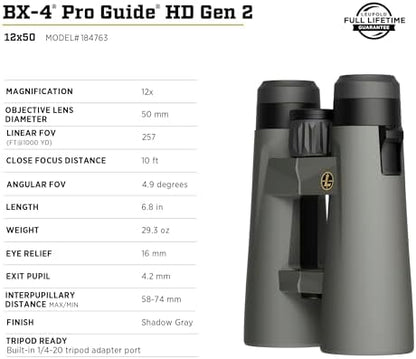 Leupold BX-4 Pro Guide HD Binoculars, 12x50mm Gen 2 (184763)