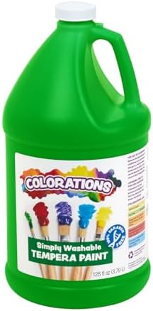 Colorations Paraben-Free Washable Tempera Paint for Kids - 1 Gallon Value Size. Vibrant Green. Non-Toxic and Made in The USA